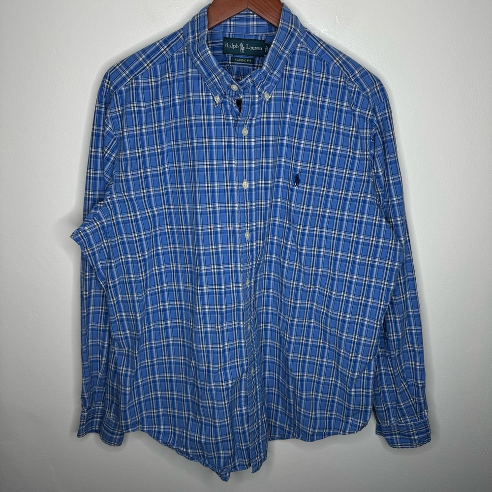 Ralph Lauren Classic Fit 100% Cotton Blue Button Down Shirt Size XL